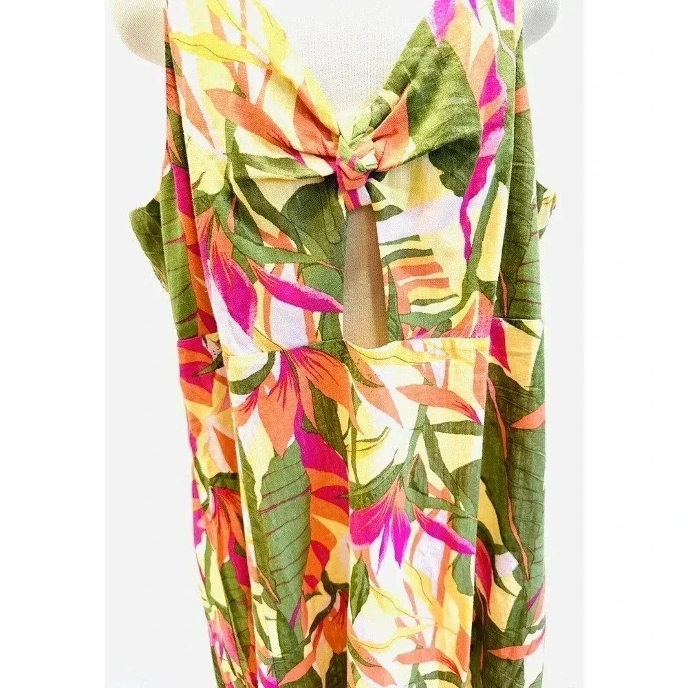 NWT REWIND Women Sleeveless Pullover V-Neck Smocked Back Keyhole Dress Size 2X - Picture 4 of 13